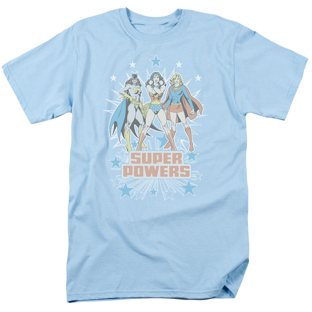 DC Comics Super Powers X3 Mens T Shirt Light Blue Officially Licensed
