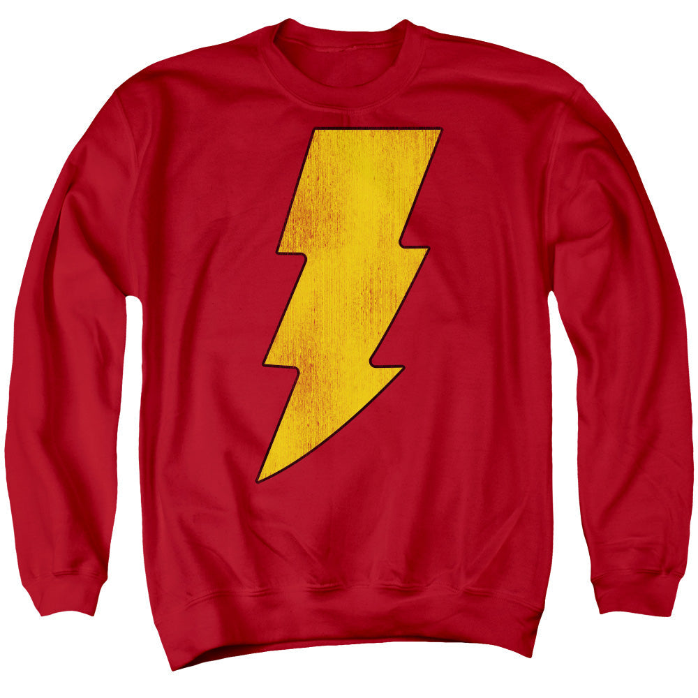 Dc Shazam Logo Distressed Mens Crewneck Sweatshirt Red