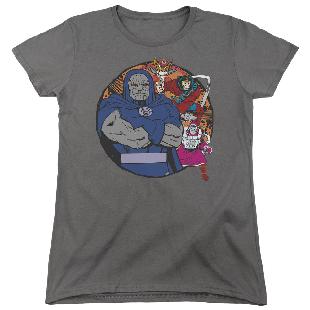 DC Comics Apokolips Represent Womens T Shirt Charcoal Officially Licensed