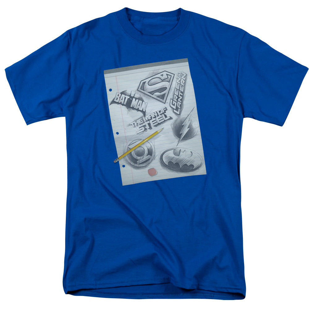 Dc Logo Note Paper Mens T Shirt Royal Officially Licensed