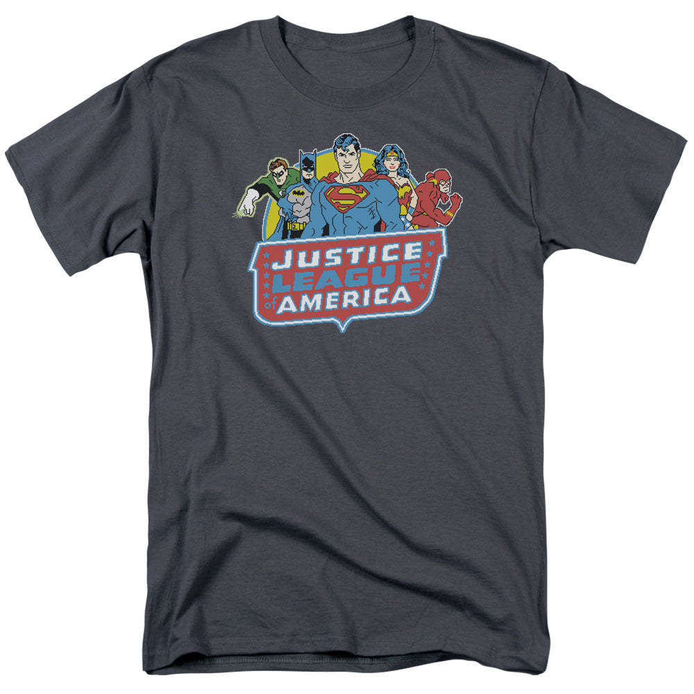 DC Comics 8 Bit League Mens T Shirt Charcoal Officially Licensed