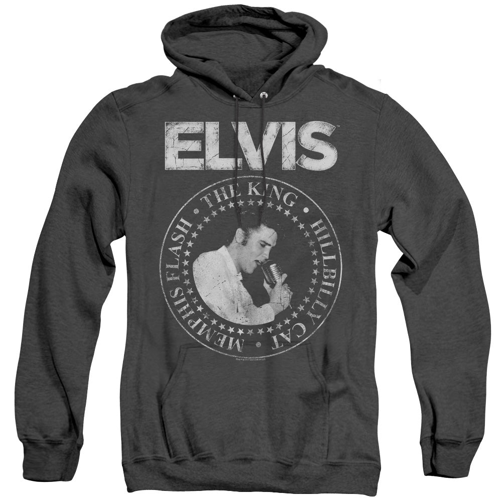 Elvis Presley Rock King Heather Mens Hoodie Black Officially Licensed