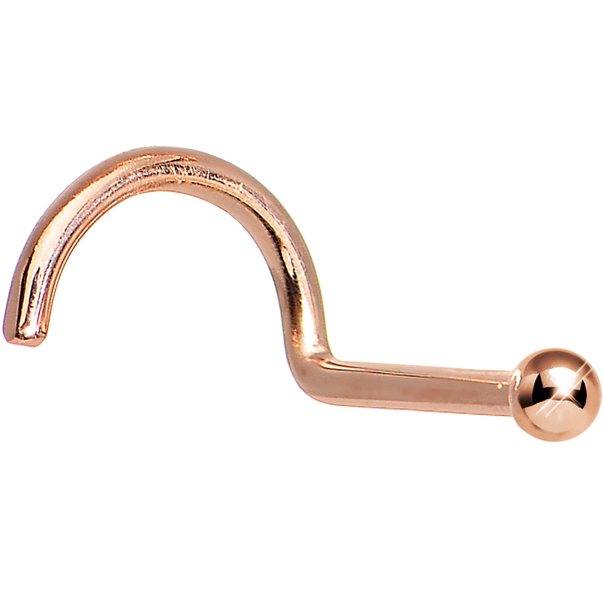 Solid 14K Rose Gold 1.5mm Ball Nose Ring