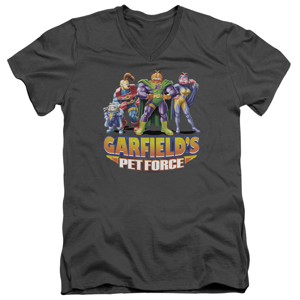 Garfield Beyond Mens Slim Fit V-Neck T Shirt Charcoal