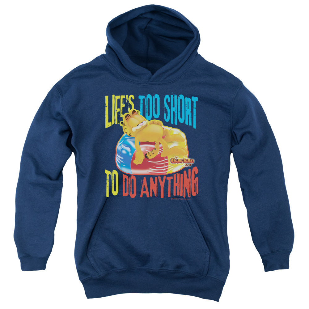 Garfield Too Short Kids Youth Hoodie Navy