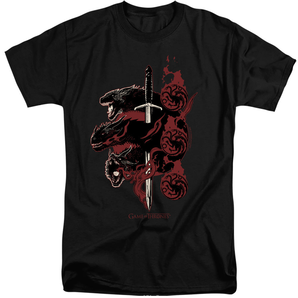 Game Of Thrones Targaryen Dragons Mens Tall T Shirt Black Officially Licensed