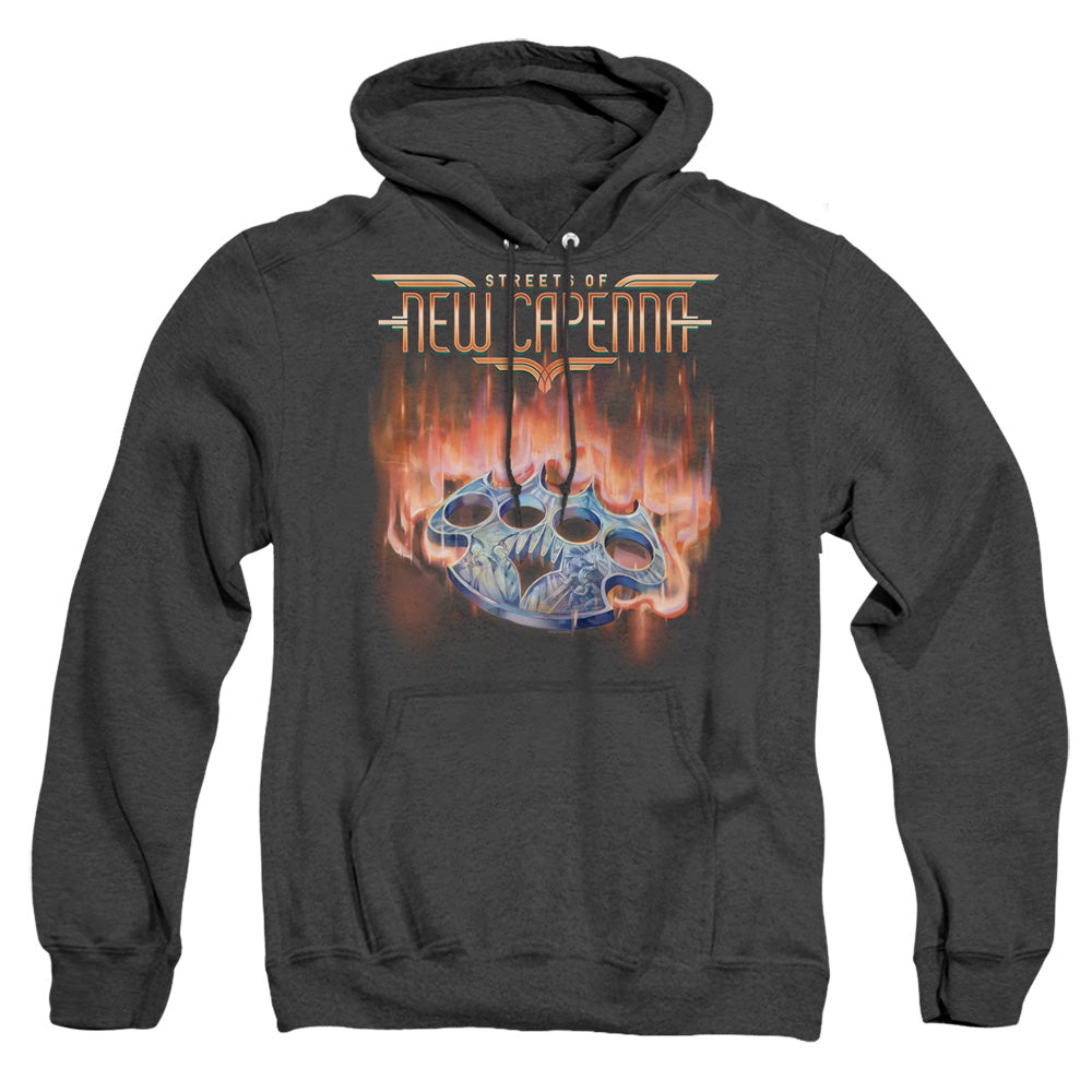 Magic The Gathering Burning Knuckles With Logo Mens Heather Hoodie Black Officially Licensed