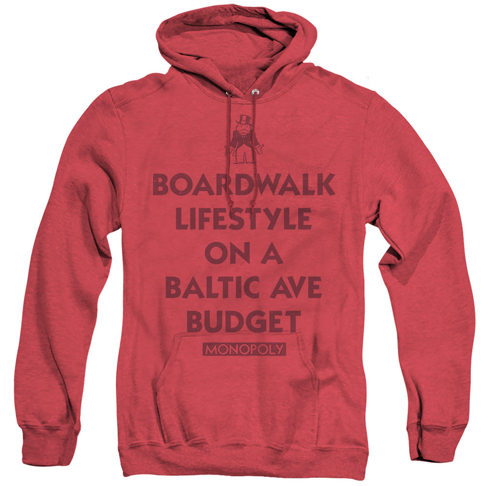 Monopoly Lifestyle Vs Budget Mens Heather Hoodie Red Officially Licensed