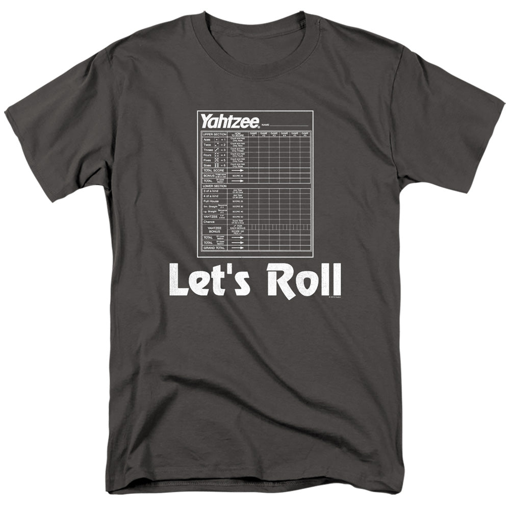 Yahtzee Lets Roll Mens T Shirt Charcoal Officially Licensed