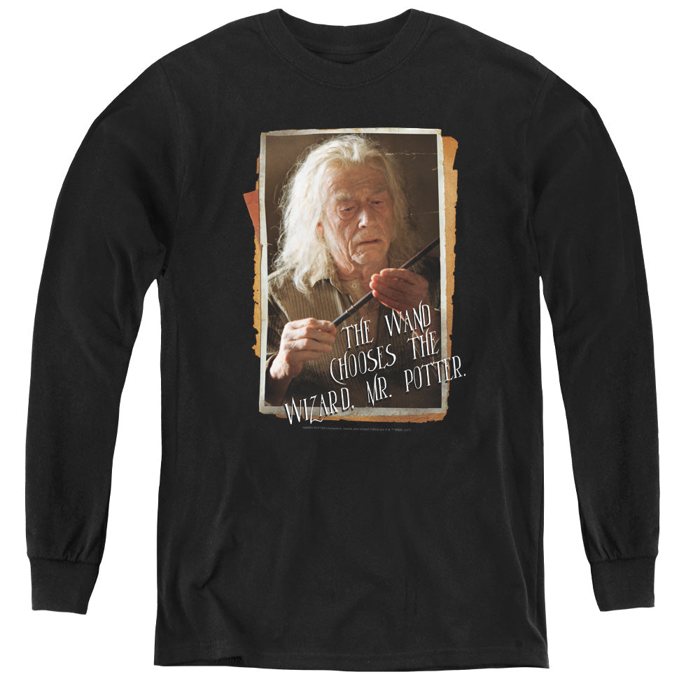 Harry Potter Olivander Long Sleeve Kids Youth T Shirt Black Officially Licensed
