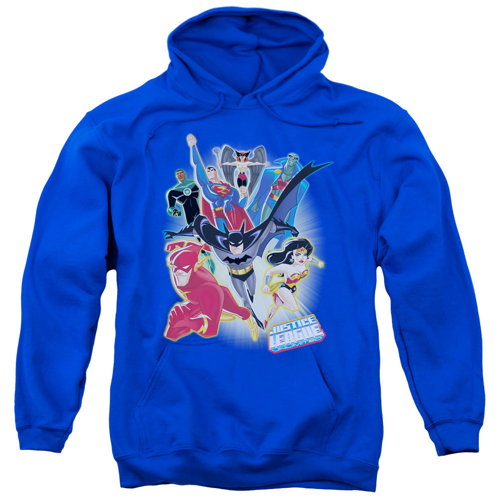 Justice League Unlimited Mens Hoodie Royal Blue Officially Licensed