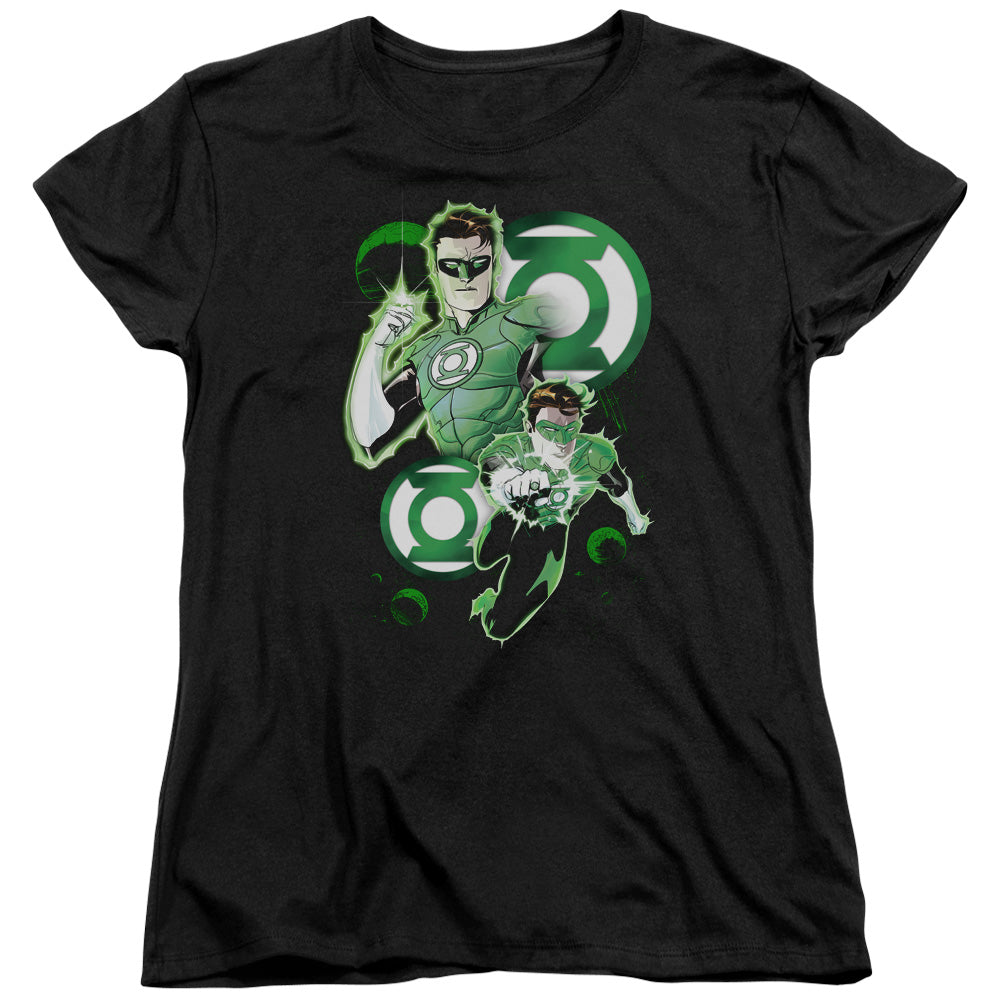Justice League Gl in Action Womens T Shirt Black Officially Licensed