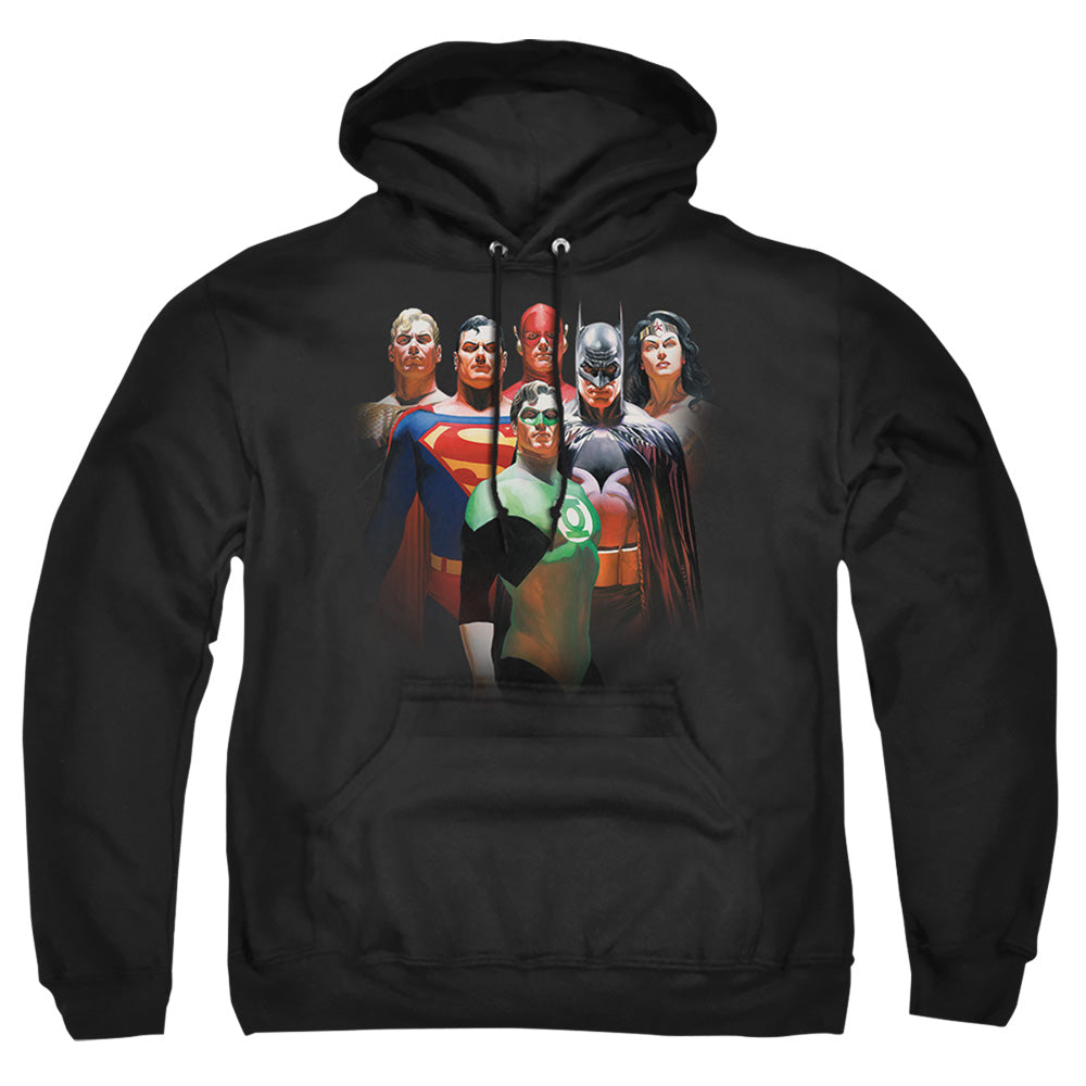 Justice League Of America Roll Call Mens Hoodie Black Officially Licensed