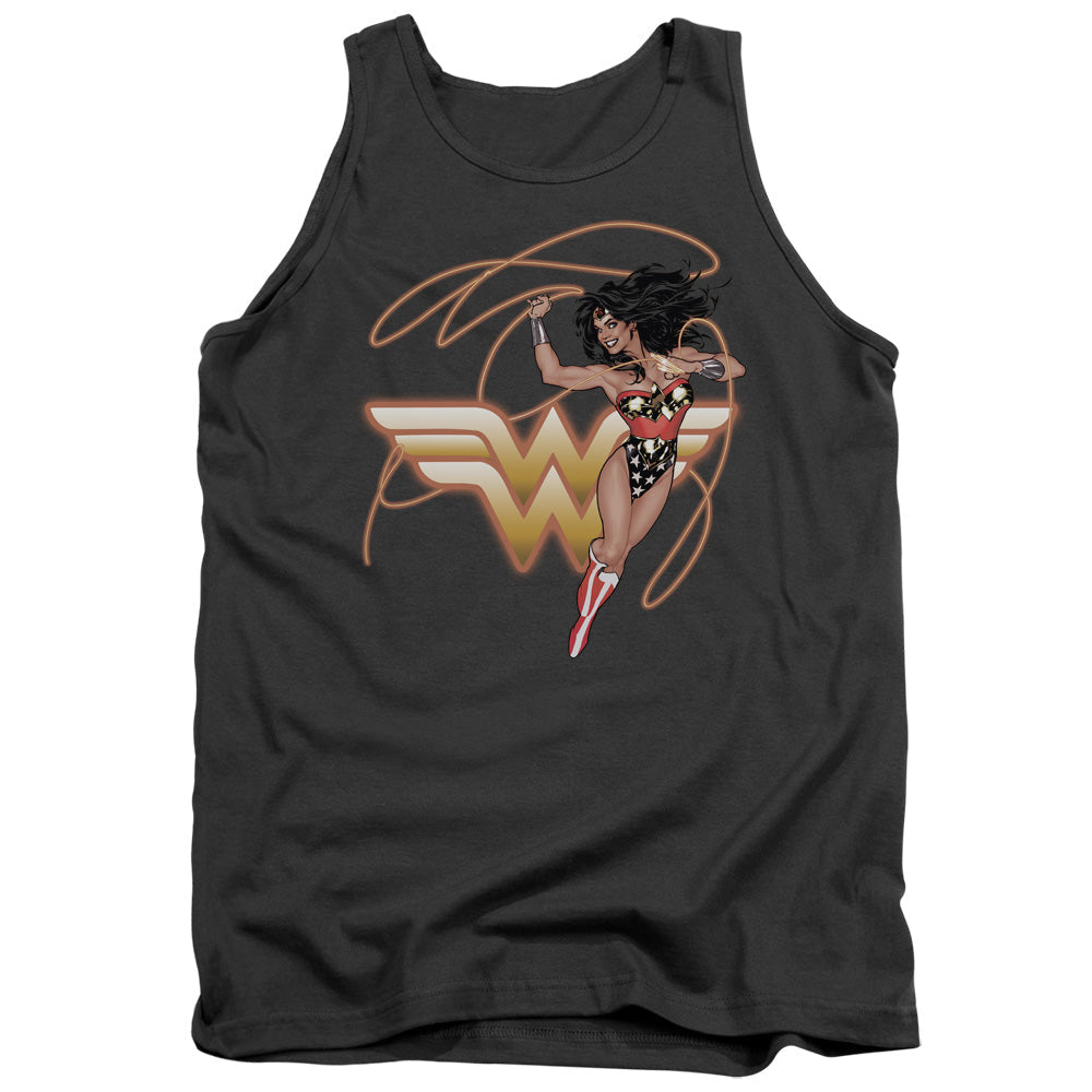 Justice League Assemble Glowing Lasso Mens Tank Top Shirt Charcoal Officially Licensed