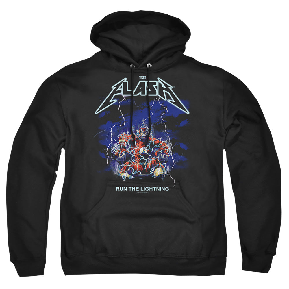 Dc Flash Run The Lightning Mens Hoodie Black Officially Licensed