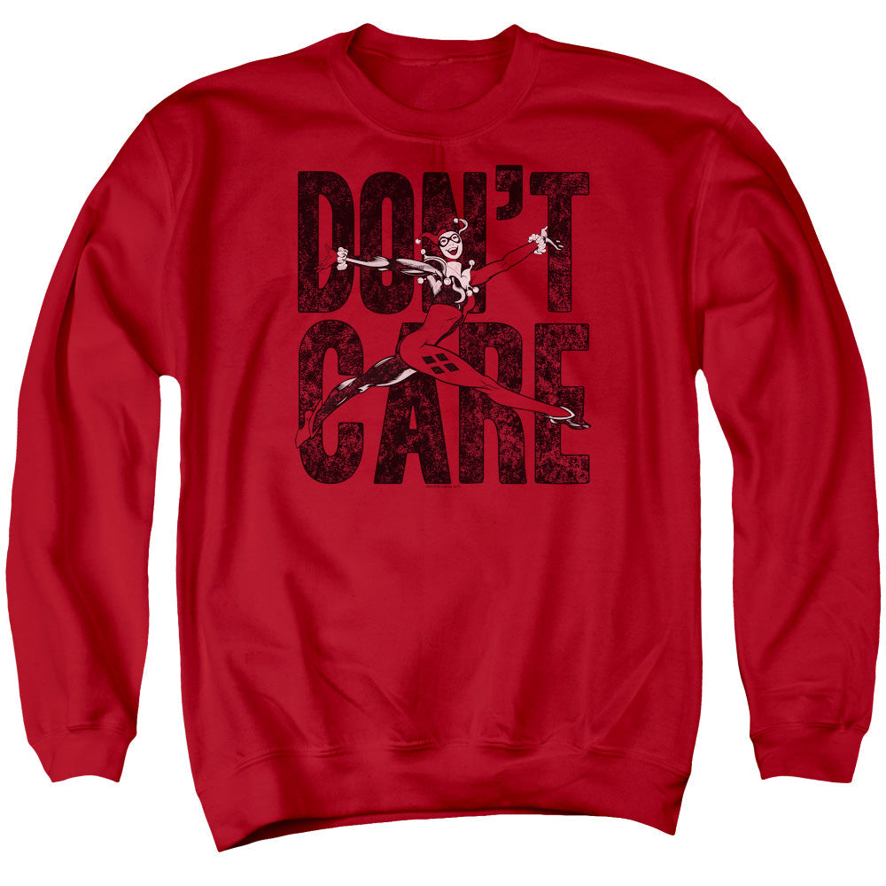 Justice League Of America Don’T Care Mens Crewneck Sweatshirt Red Officially Licensed