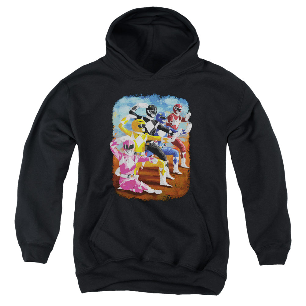 Power Rangers Impressionist Rangers Kids Youth Hoodie Black Officially Licensed