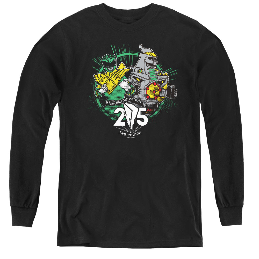 Power Rangers Green 25 Long Sleeve Kids Youth T Shirt Black Officially Licensed