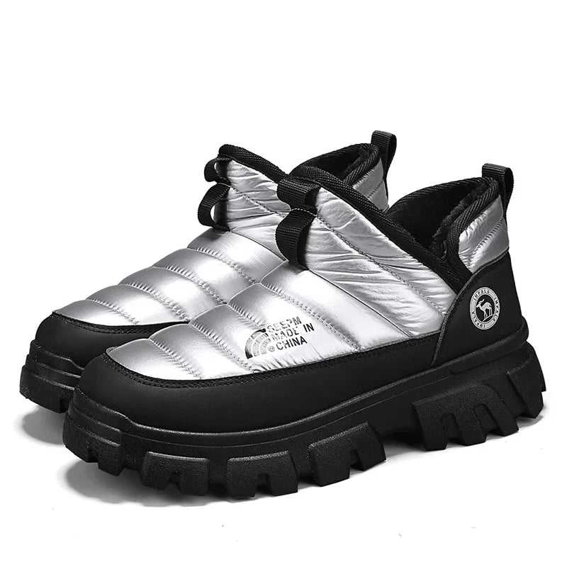 Winter Snow Boots, Men's Insulated Warm Cotton Boots, Anti-slip and Wear-resistant Hiking Shoes, Casual Outdoor Boots