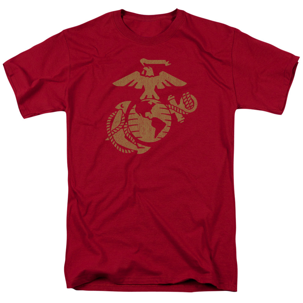 Us Marine Corps Gold Emblem Mens T Shirt Cardinal Officially Licensed