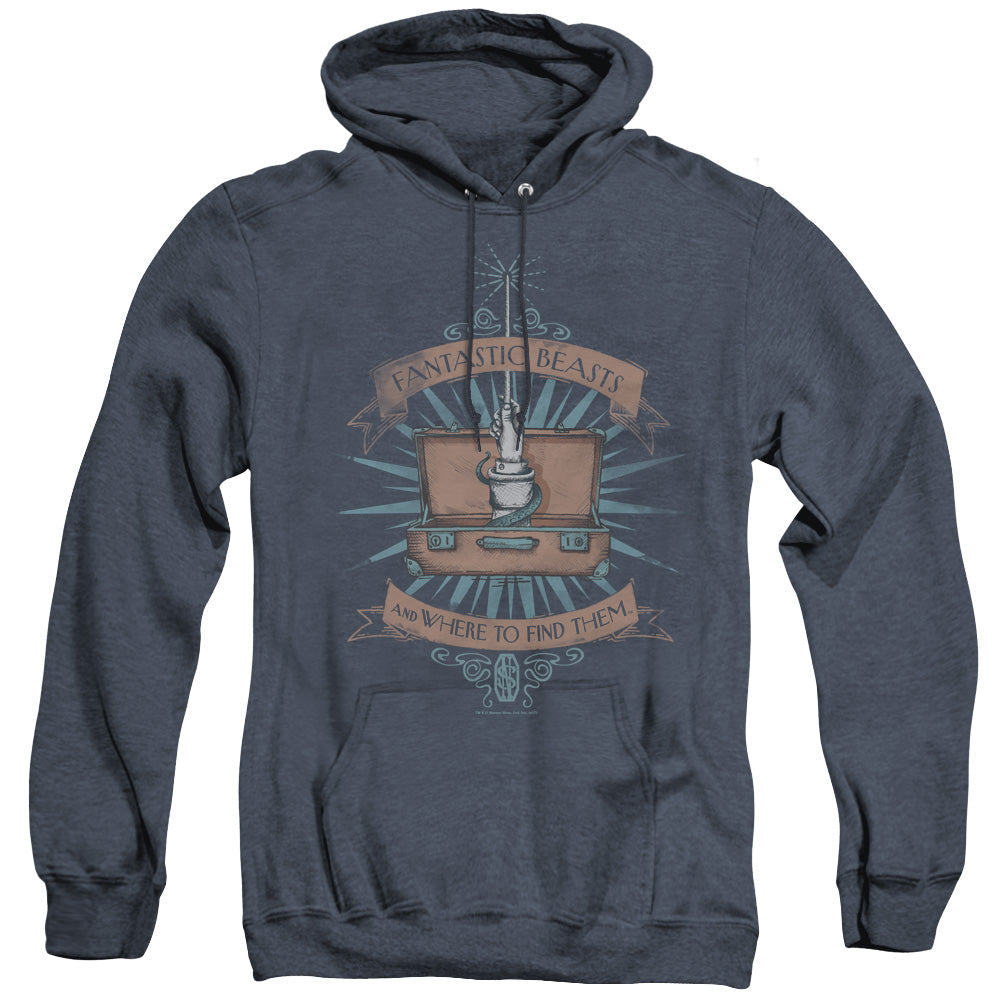 Fantastic Beasts Briefcase Mens Heather Hoodie Navy Officially Licensed