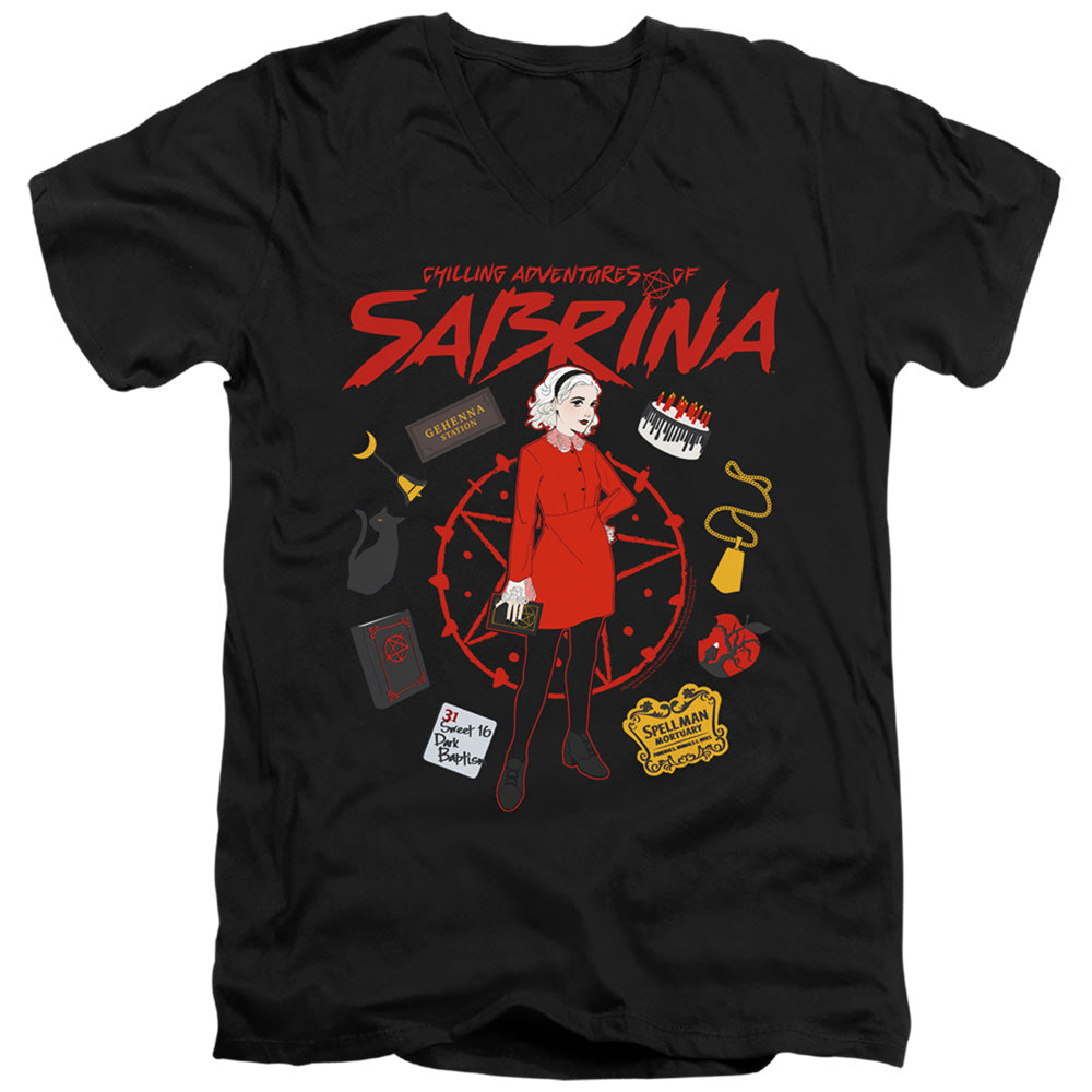 Chilling Adventures Of Sabrina Circle Mens Slim Fit V-Neck T Shirt Black