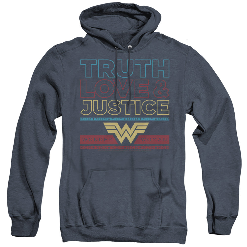 Wonder Woman 84 Truth Love Justice Mens Heather Hoodie Navy Officially Licensed