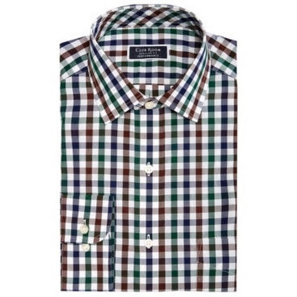 Club Room Mens Classic/Regular Fit Multi Gingham Dress Shirt