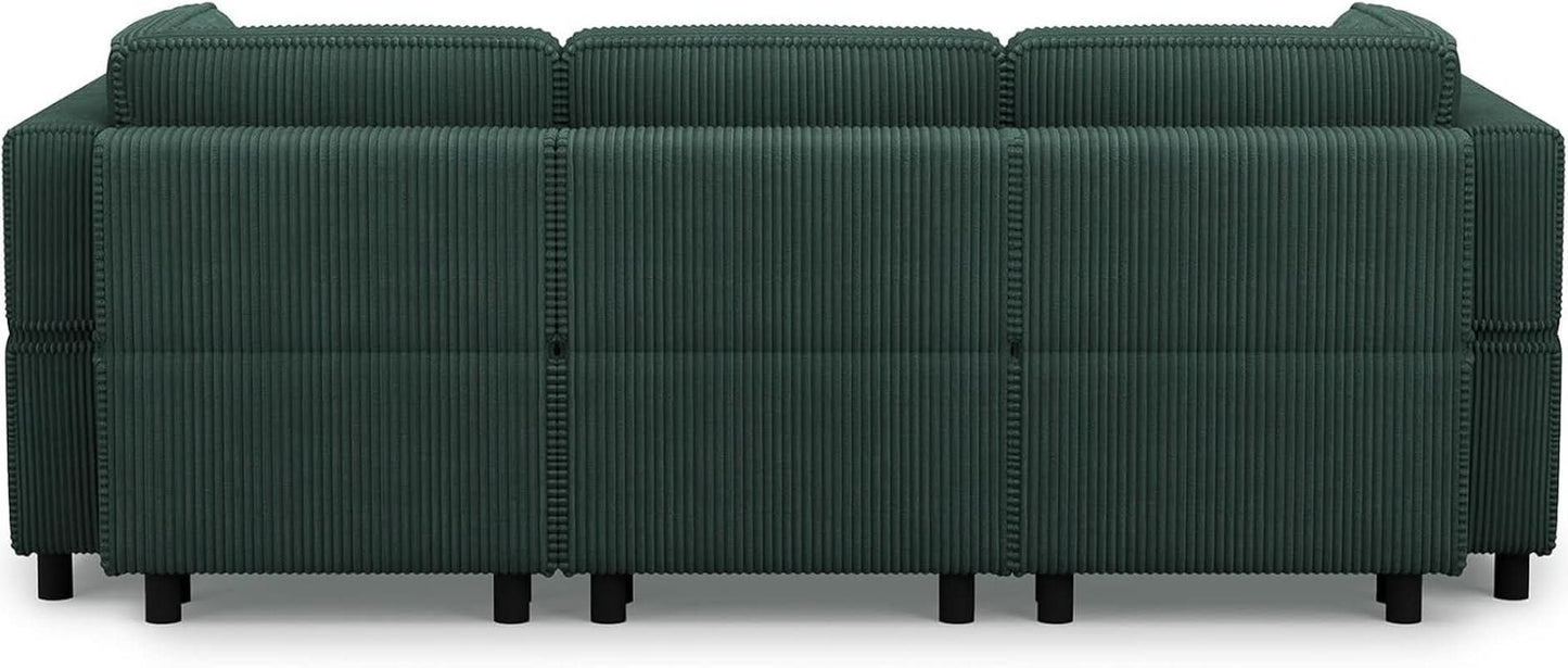 Green Modular Sectional Sofa Featuring Deep Storage