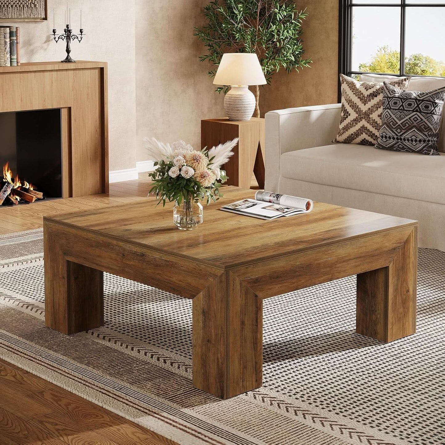 Rectangular Coffee Table ThirtyNine Inches Rustic Brown