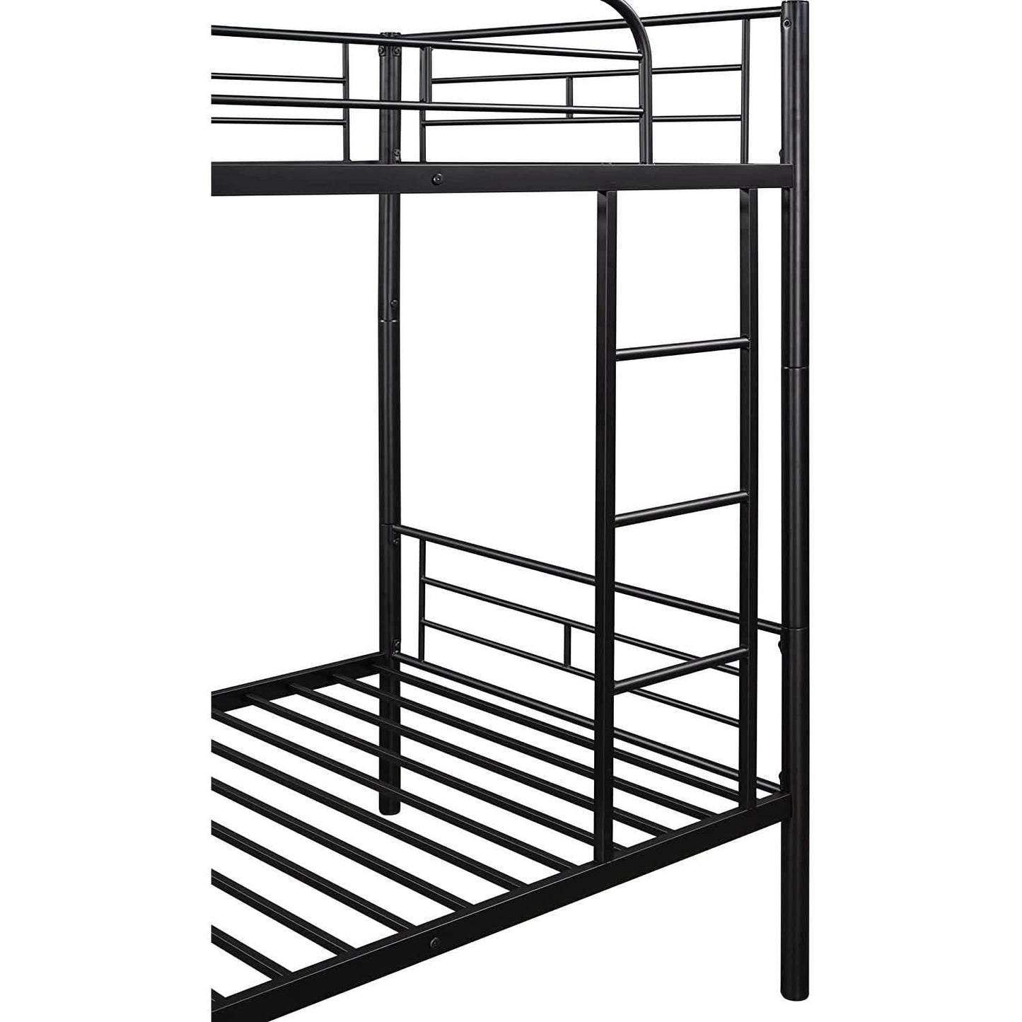 Twin Over Twin Metal Bunk Bed With Ladder In Black