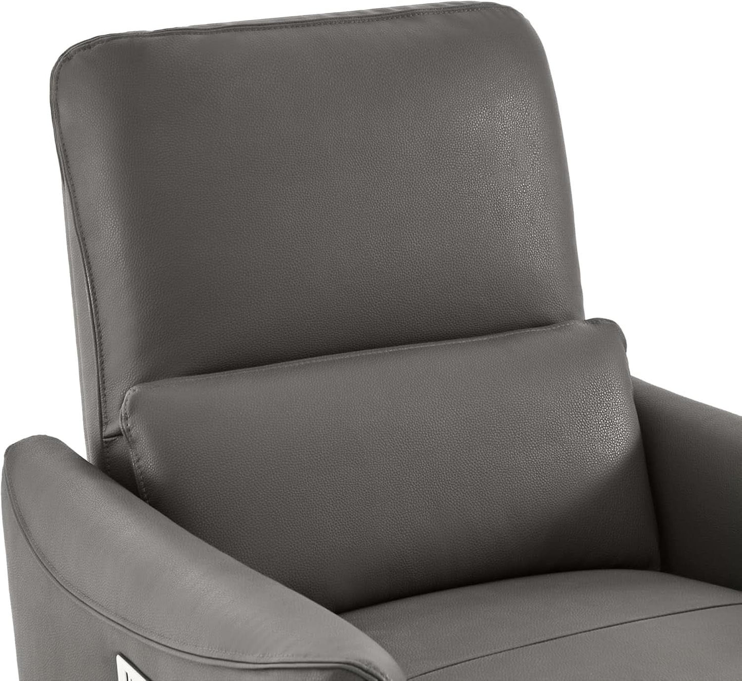 Power Recliner Chair USB Charging Charcoal Faux Leather