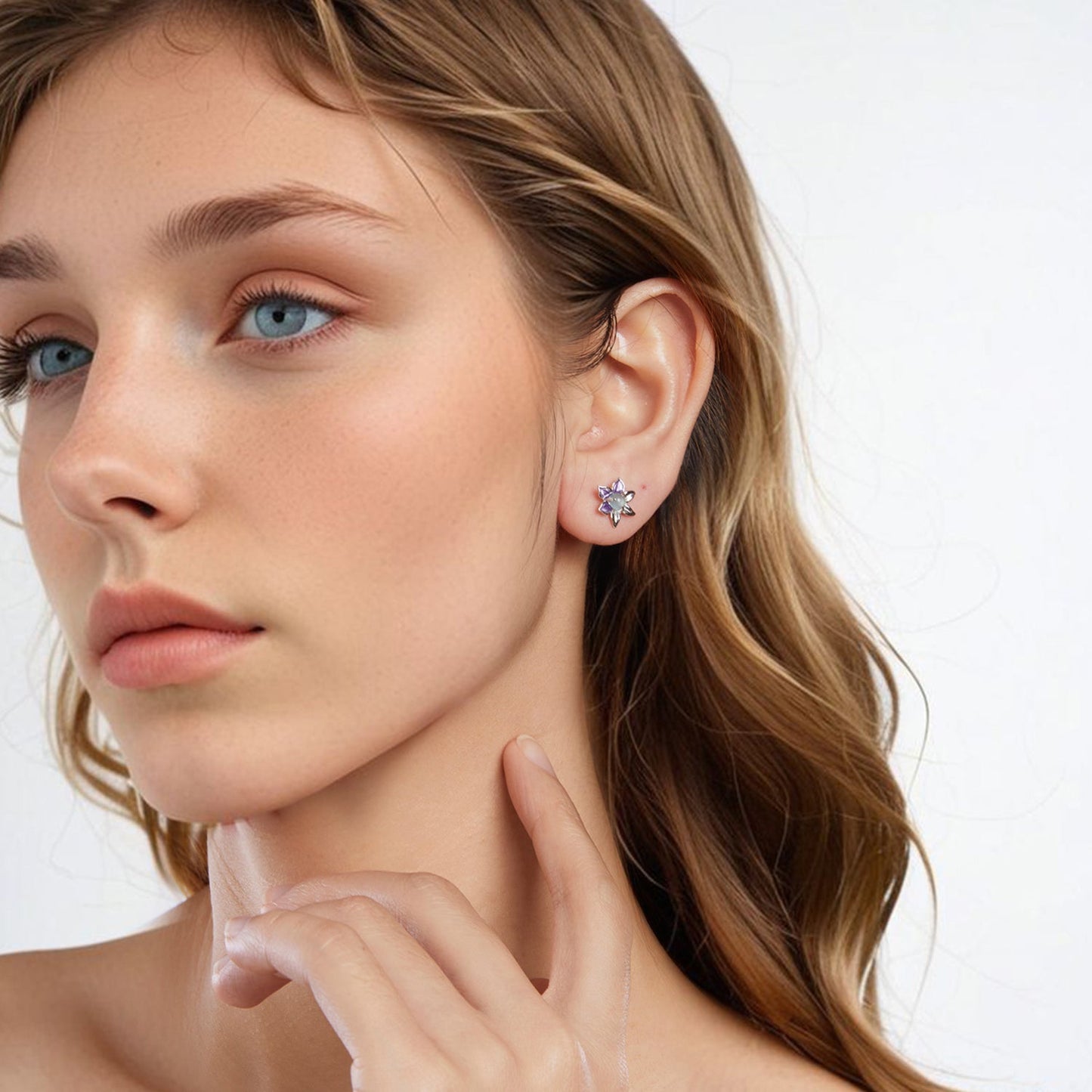 925 Sterling Silver Earrings with Enamel and Transparent Glass for Women