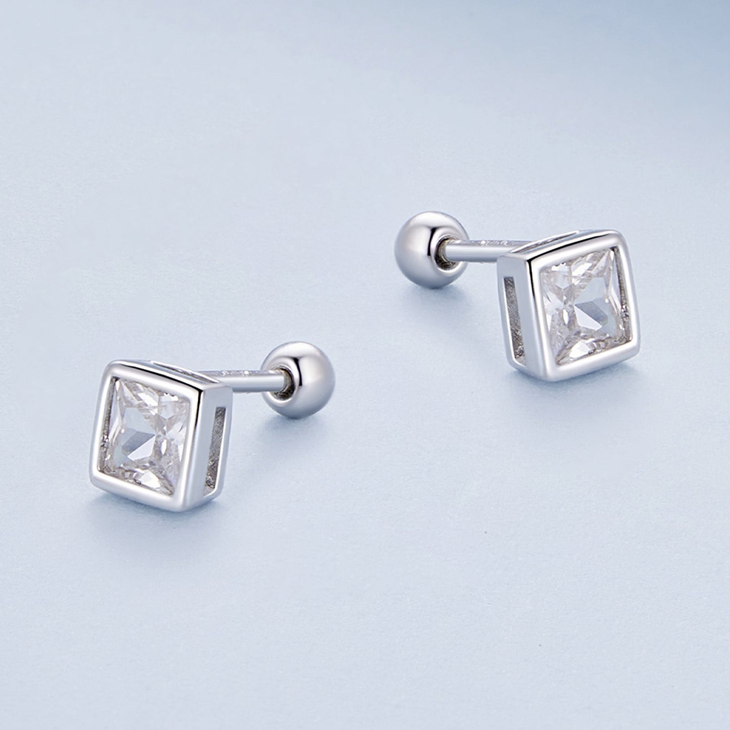 925 Sterling Silver 5mm Pavé Setting CZ Earrings for Women