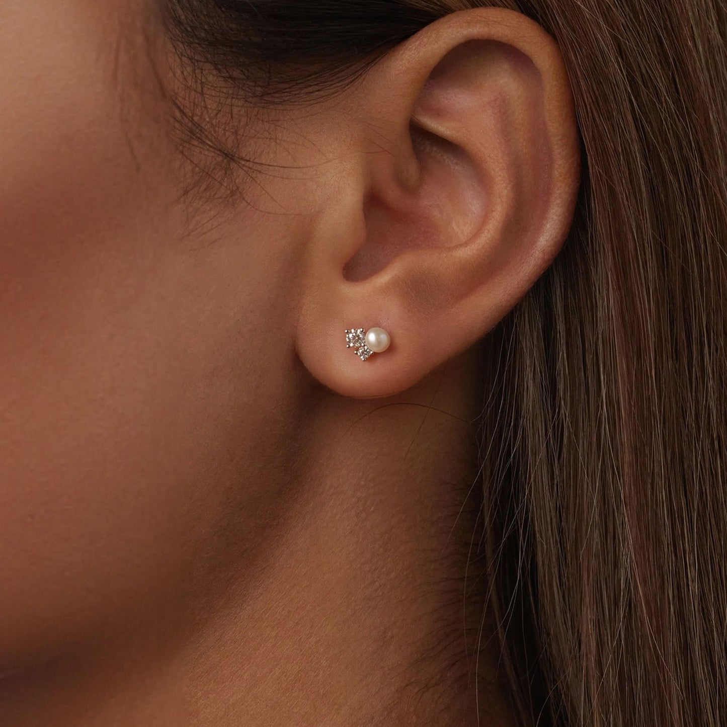 925 Sterling Silver 0.1 Carat Moissanite and Pearl Earrings for Women