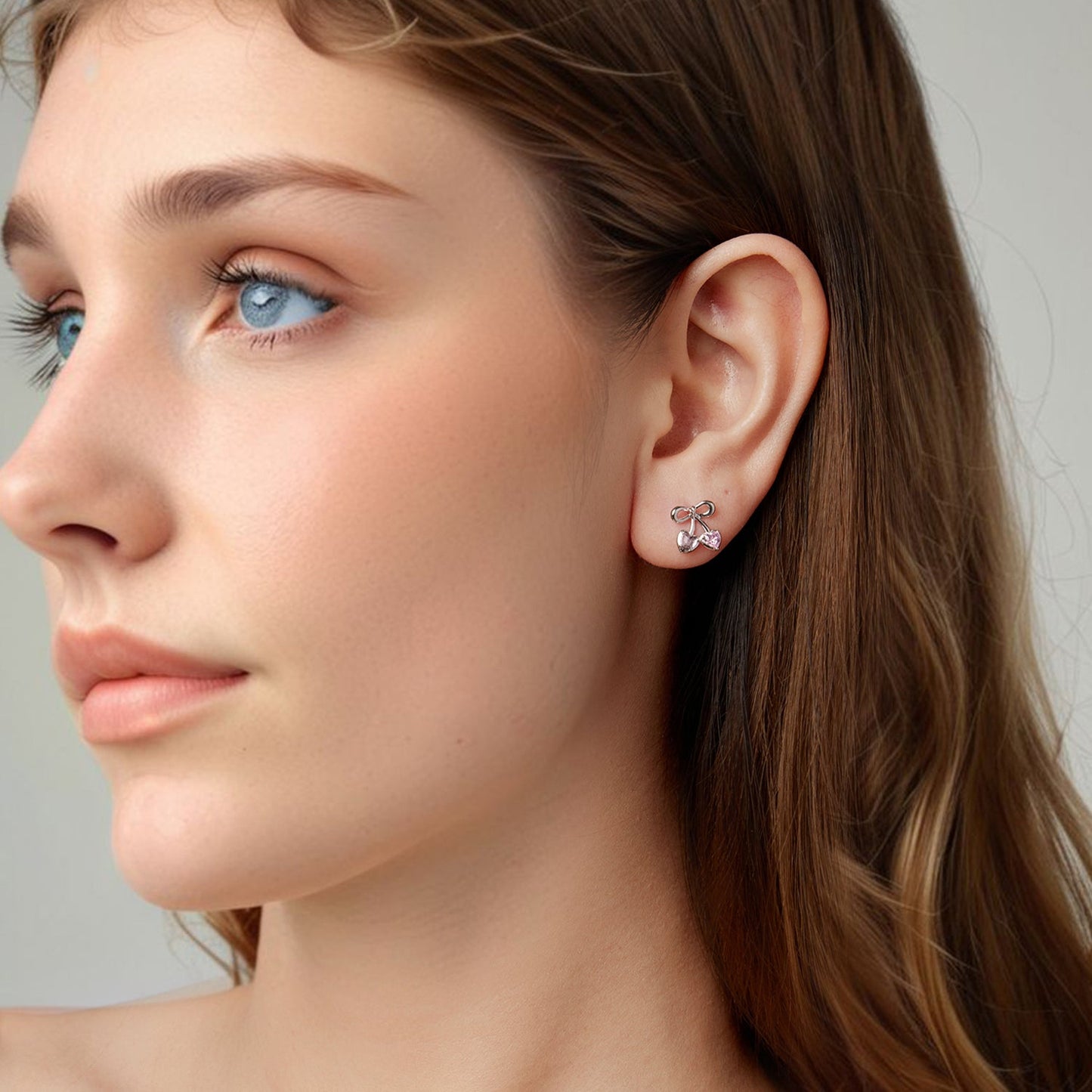 925 Sterling Silver Earrings with Pavé Setting CZ and Transparent Glass for Women