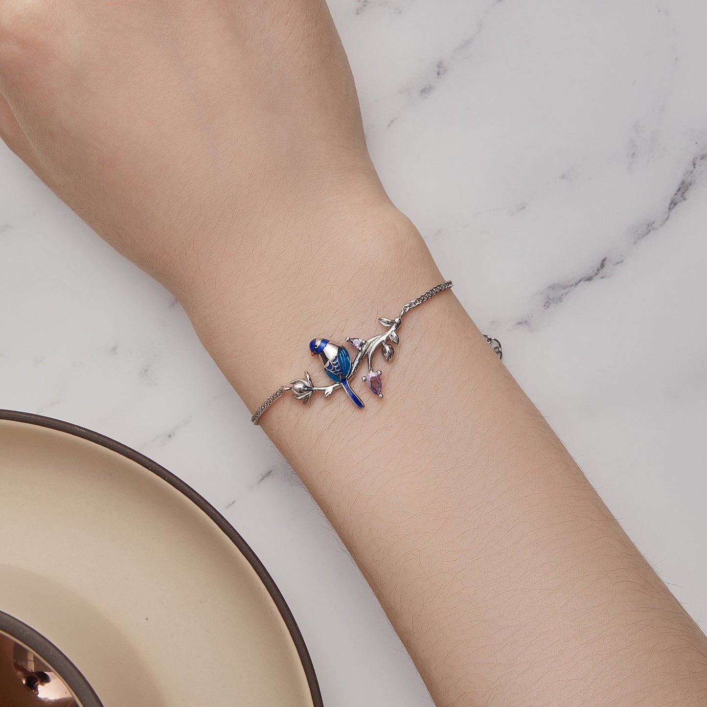 925 Sterling Silver Enamel Bracelet with Pavé Setting CZ