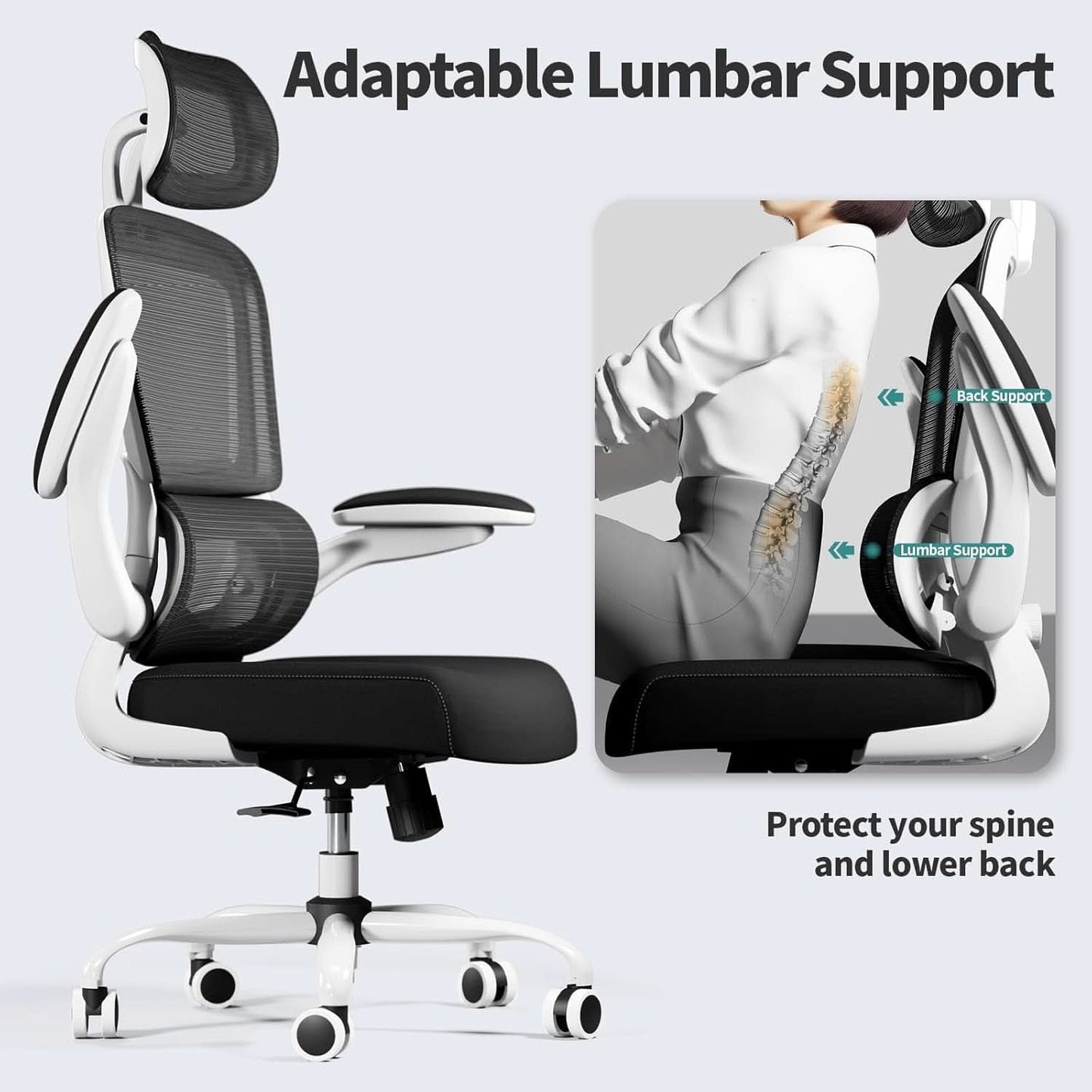 Ergonomic High Back Mesh Office Chair With Wheels Black