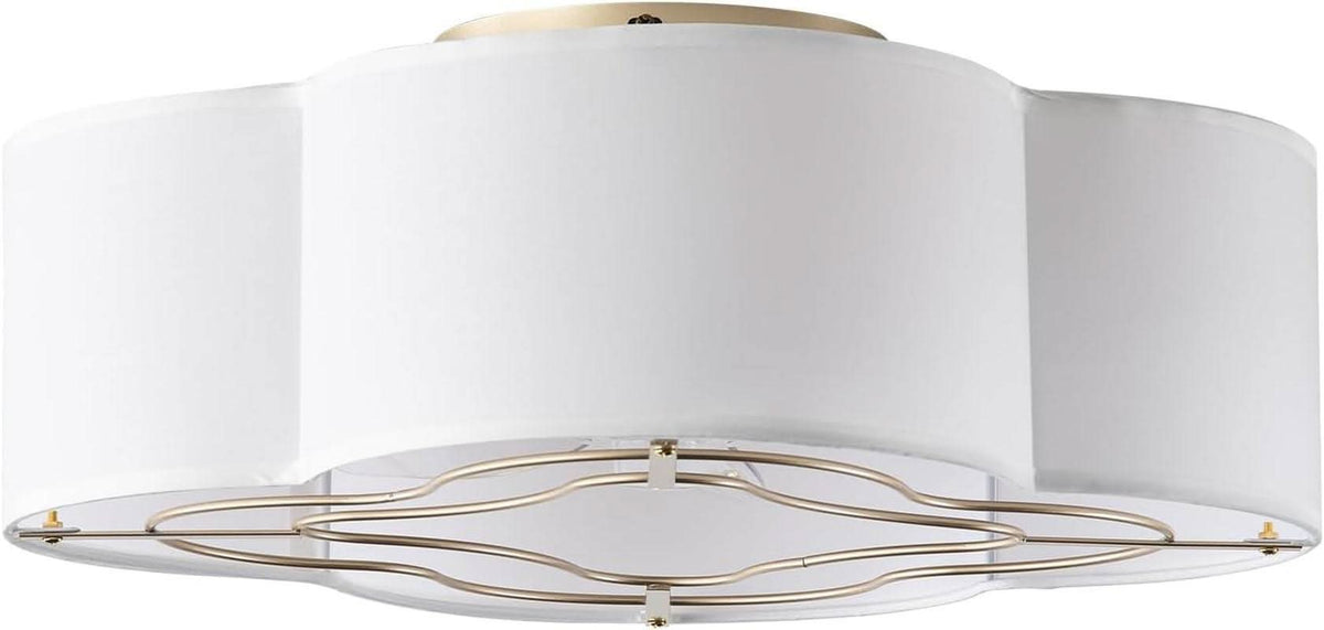20 Inch Boho White Ceiling Fan With Light Remote Flush Mount