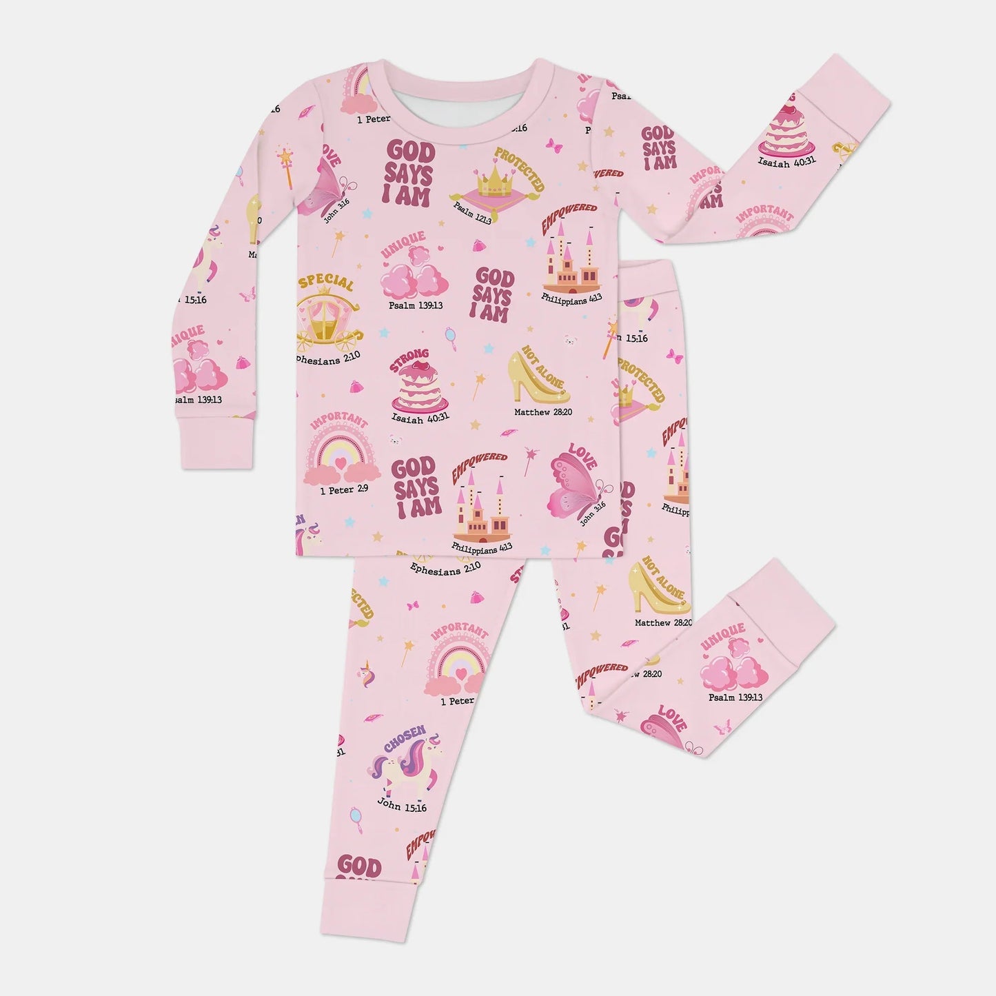 God Says I Am Girl Two Piece Long Sleeve Pajama Set