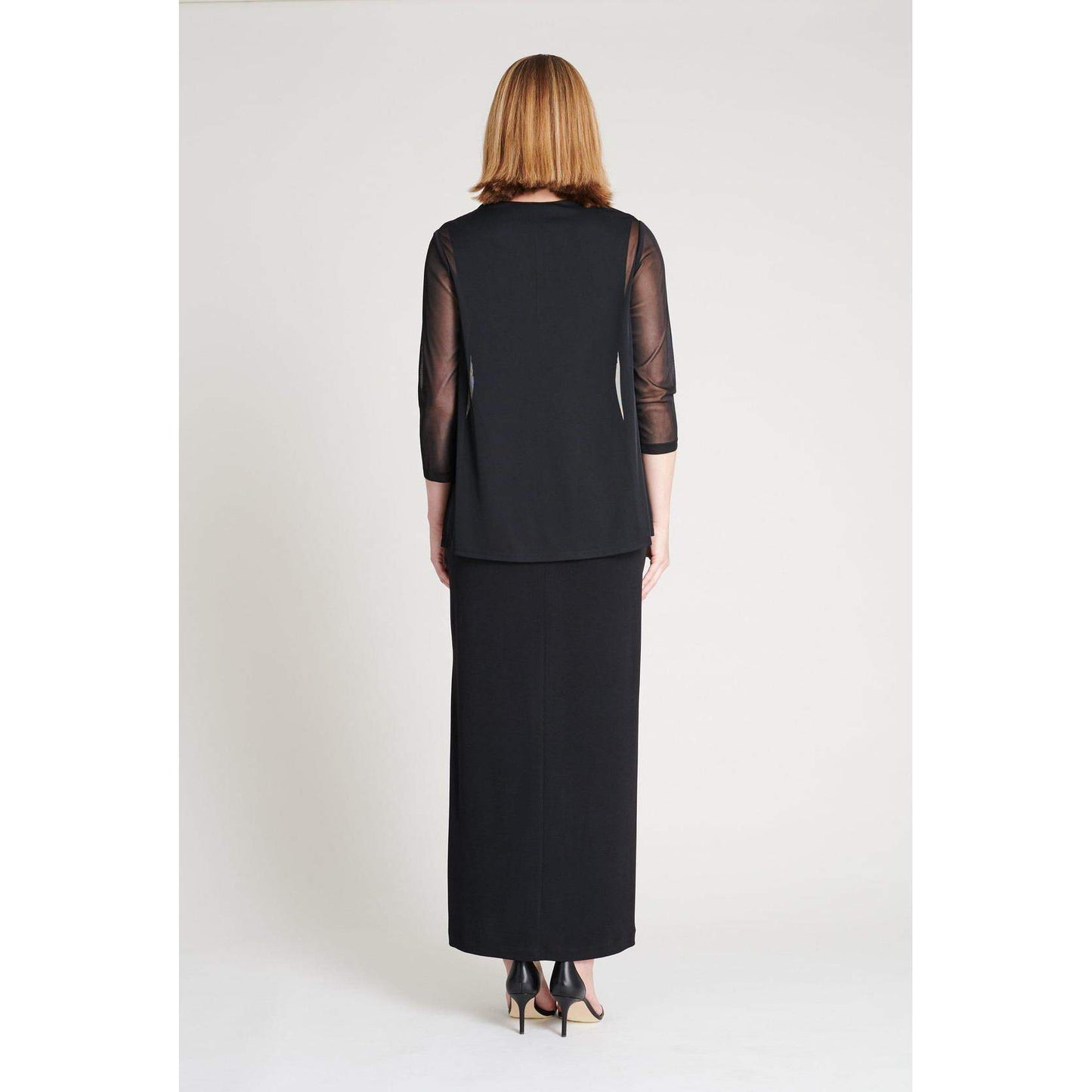 Connected NINA BLACK EYELASH METALLIC FLOOR-LENGTH DRESS, Size 6
