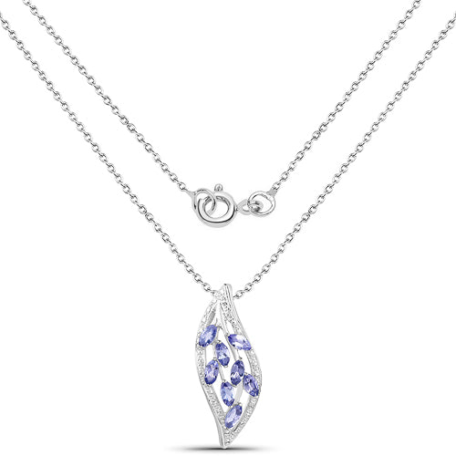 1.12 Carat Genuine Tanzanite .925 Sterling Silver Pendant
