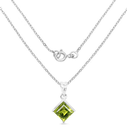 1.56 Carat Genuine Peridot .925 Sterling Silver Pendant