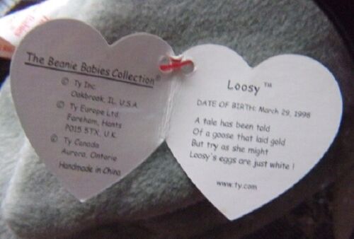 1998 Ty Beanie Baby Loosy the goose Retired with Errors