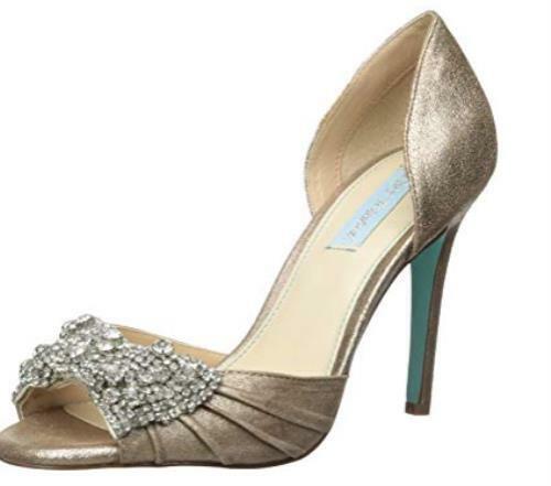 Betsey Johnson Women's Gown Pump Genuine Leather Women Shoes Blue, Size 8