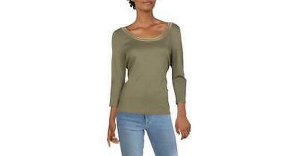 Lauren Ralph Lauren Womens Ersilla Elbow Sleeves Top, Size Large
