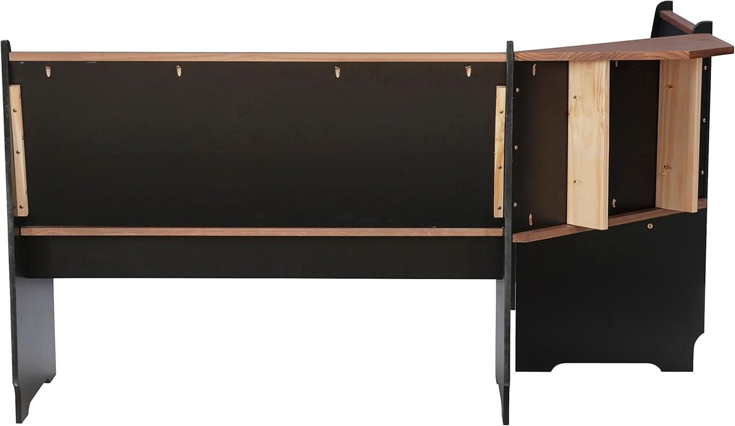 Black Pecan Five Seat Dining Set With Storage Benches