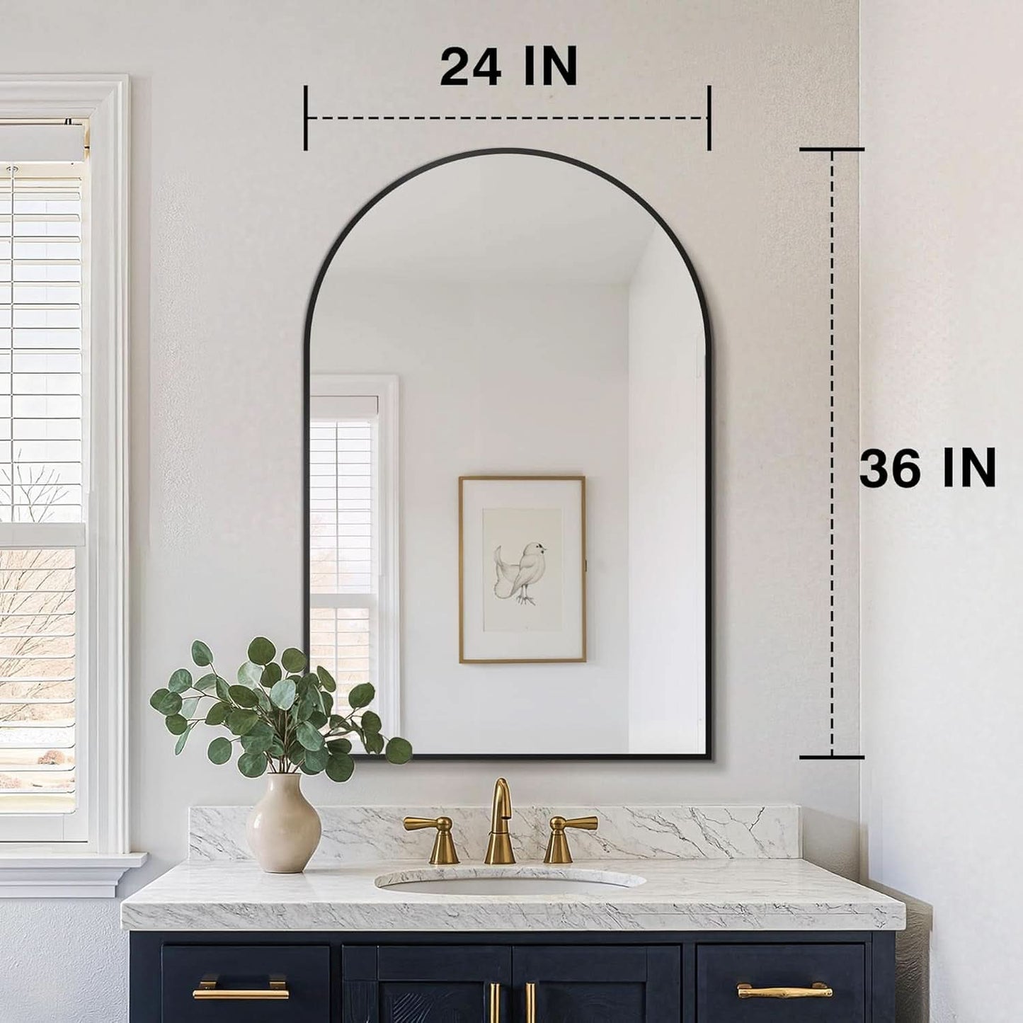 Arched Vanity Mirror 24 By 36 Inches Black Set Of Two