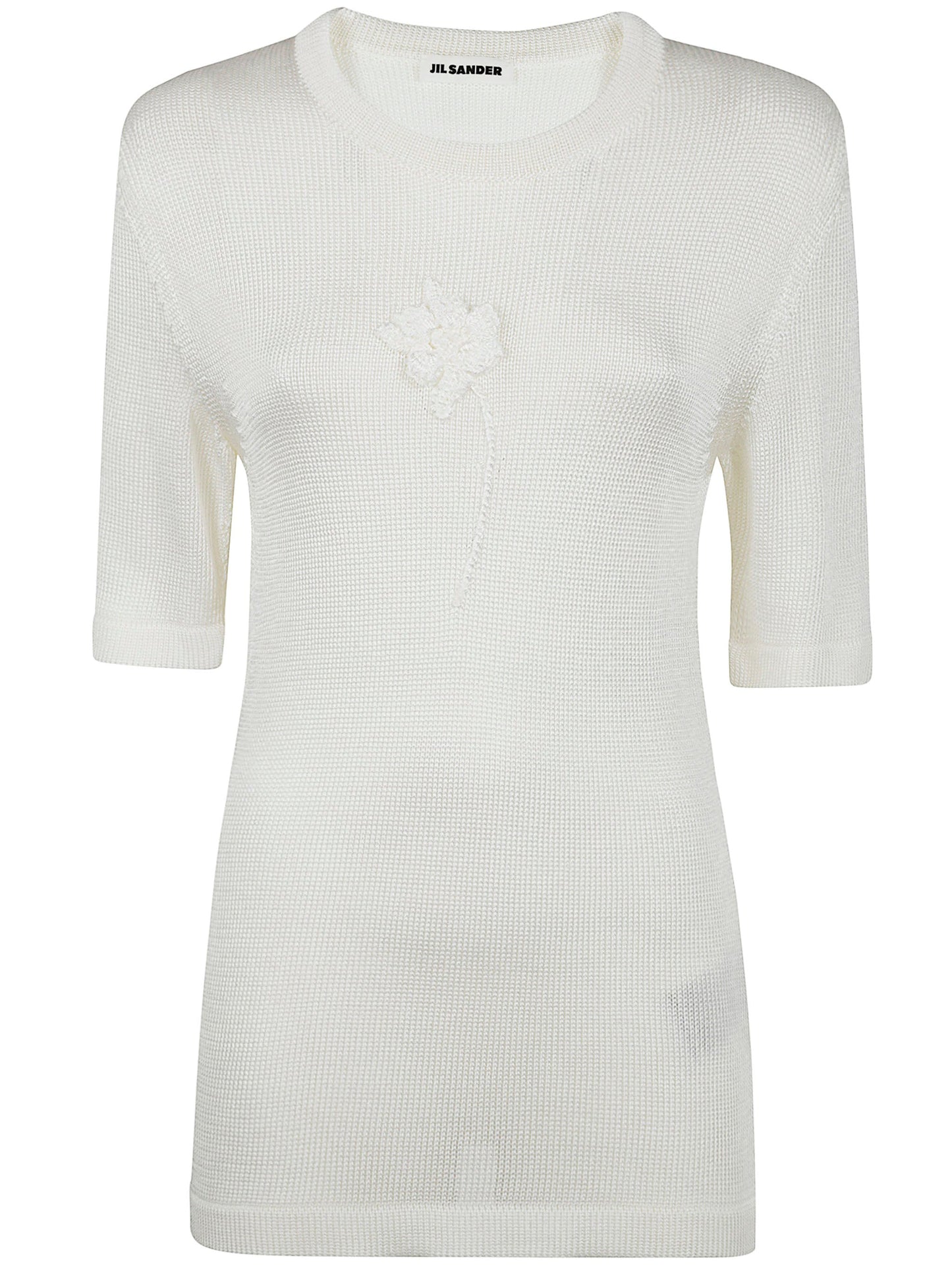 Jil Sander Women Ss Cn T-Shirt W/ Flower Crochet