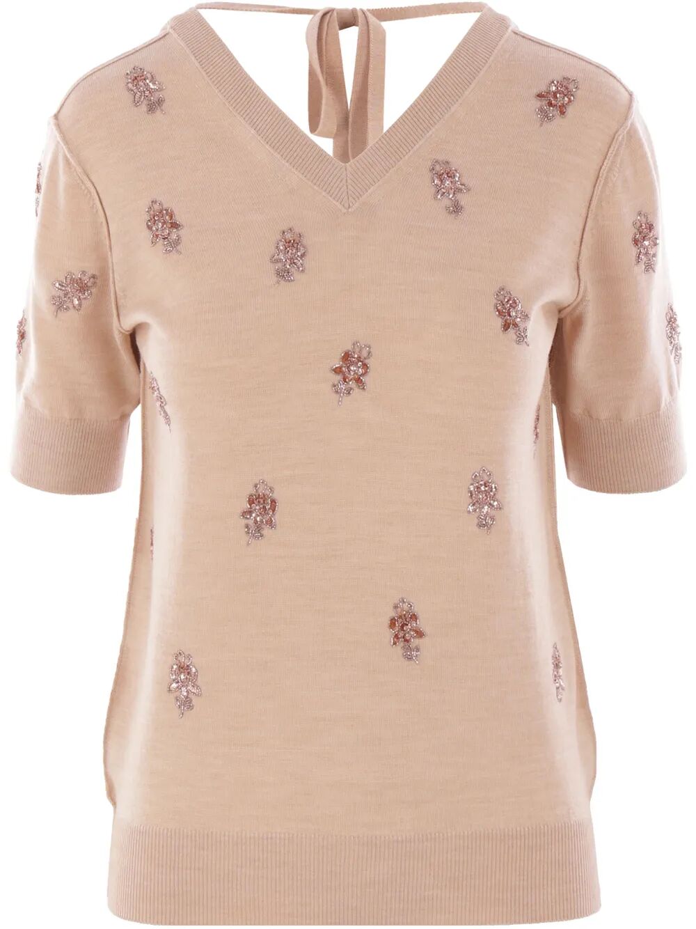 Fendi Women Floral Motif Embroidered Wool Cropped Jumper